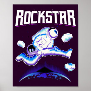 Póster Astronauta Rockstar tocando guitarra en poster esp
