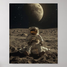 Astronauta sentado en la Luna