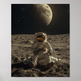 Póster Astronauta sentado en la Luna
