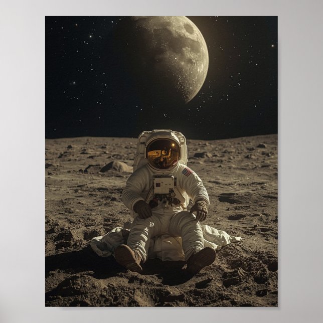 Póster Astronauta sentado en la Luna (Frente)