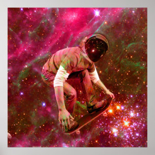 Póster Astronauta Skateboard