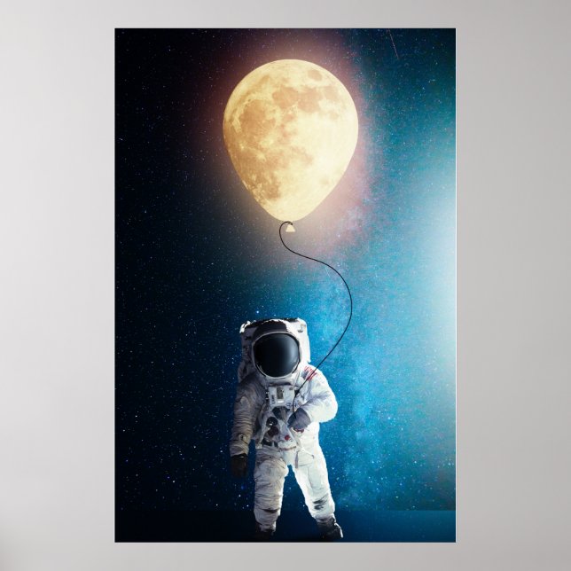 Póster astronauta sostiene globo lunar (Frente)