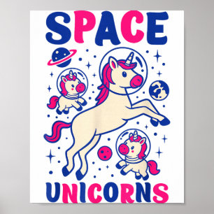 Póster Astronauta Unicornios Espaciales Unicornio Lindo A