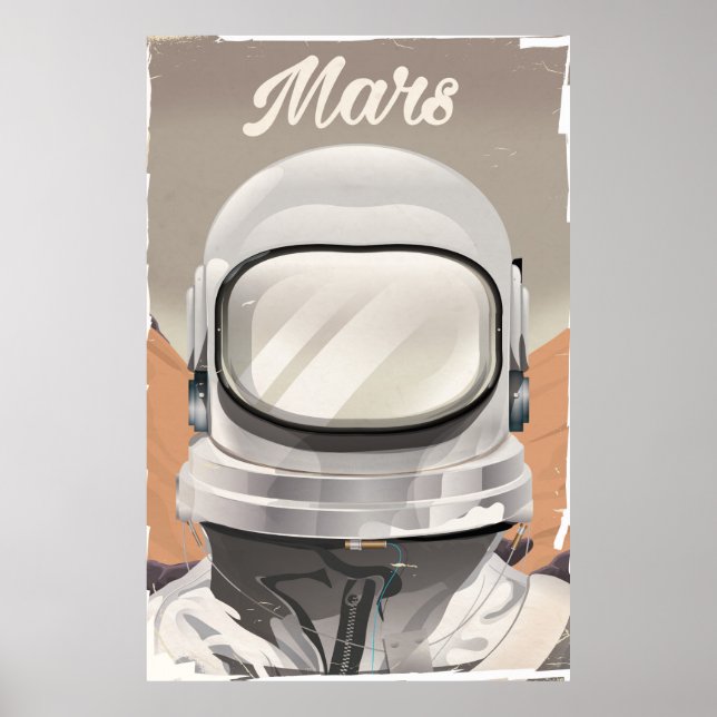 Póster Astronauta Vintage de Marte (Frente)