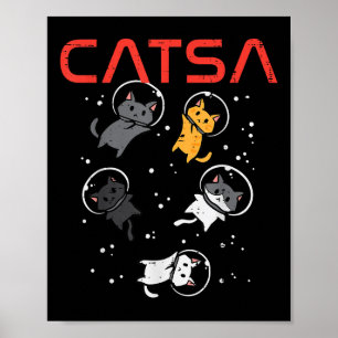 Póster Astronautas de Catsa Cat Chica graciosa de mujeres