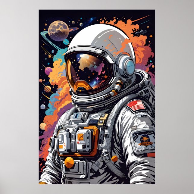 Póster Astronautas en el espacio (Frente)