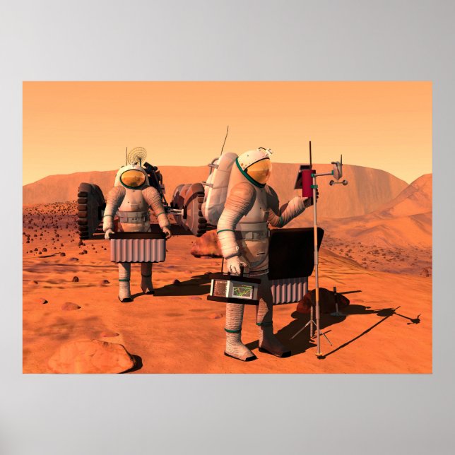 Póster Astronautas Instalando Equipo Meteorológico En Mar (Frente)