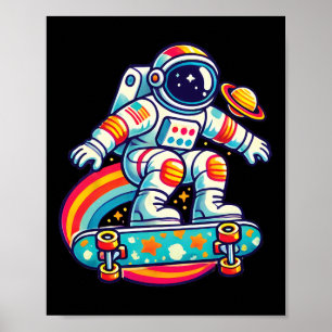 Póster Astronautas Patinando En El Espacio También Conoci