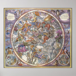 Póster Astronomía de época, Mapa de Constelaciones Cristi