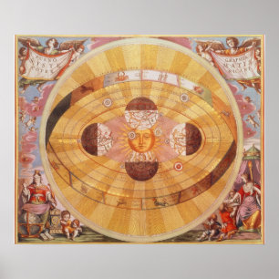Póster Astronomía de época, Sistema Solar Antiguo Coopern