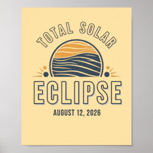 Póster Astronomía Eclipse Total de Sol 2026 Totalidad Ago