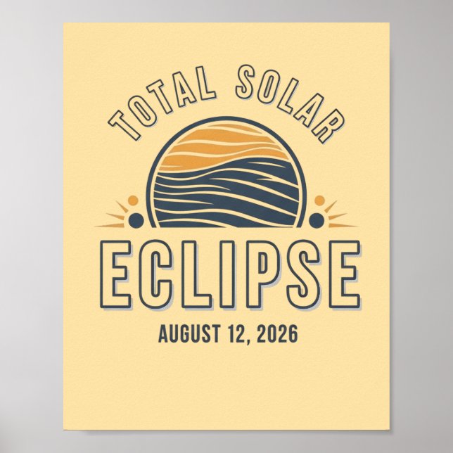 Póster Astronomía Eclipse Total de Sol 2026 Totalidad Ago (Frente)
