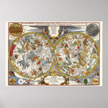 Astronomía Vintage, Mapa Planisferio Celeste