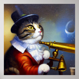 Póster Astrónomo de gato