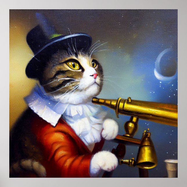 Póster Astrónomo de gato (Frente)