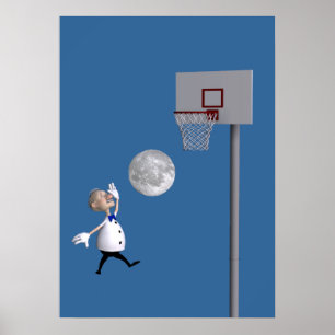 Póster Astrónomo jugando básquetbol