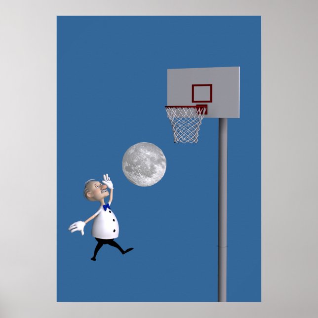 Póster Astrónomo jugando básquetbol (Frente)