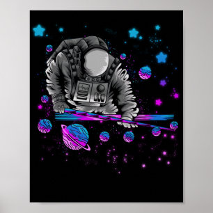 Póster Astronomy Galaxy Billiard Player Astronaut Pool