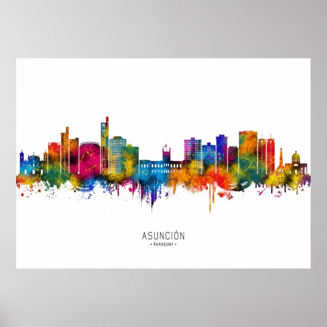 Póster Asunción Paraguay Skyline (Frente)