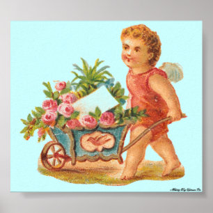 PÓSTER ASUNTO SOBRE LA CARROTA VICTORIANA DE CANVAS CUPID