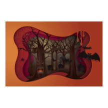 Asustado árbol de papel de Halloween en cementerio