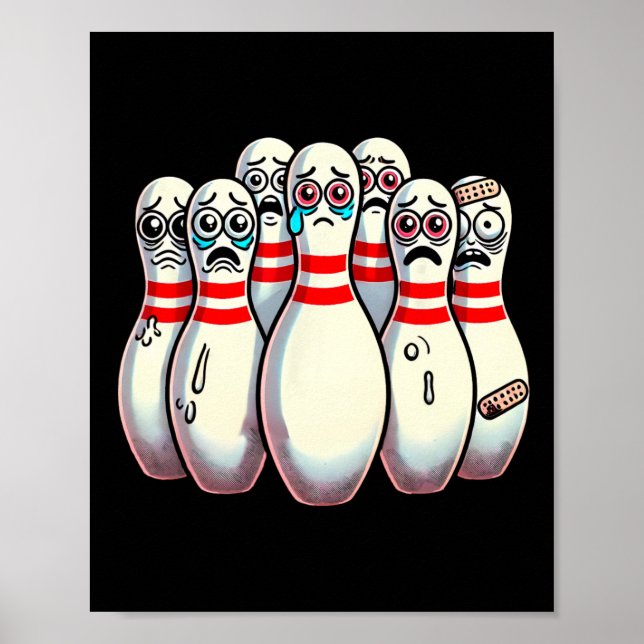 Póster Asustado Bowling Pins Personalizado Fun Bowler me  (Frente)