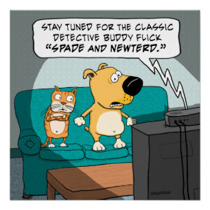 Poster asustado divertido del gato y del perro