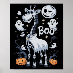 Póster Asustado Escrúpulo Giraffe En Fantasmas Halloween