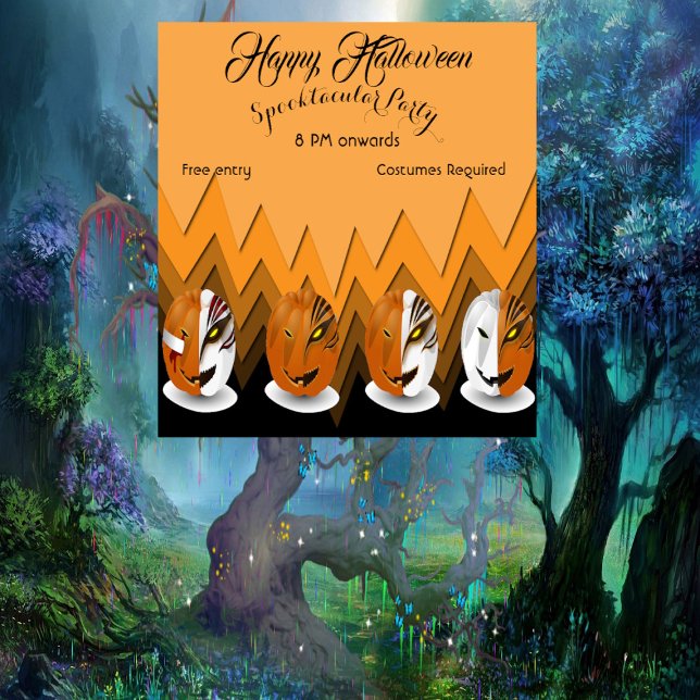 Póster Asustado Jack O Lanterns Spooktacular Feliz Hallow (Halloween Party Poster)