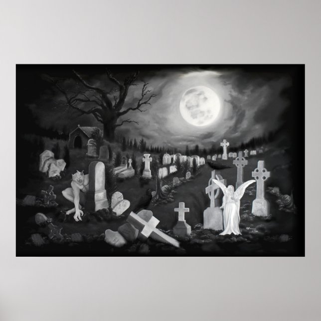 Póster At night on the cemetery - Angel with Devil (Frente)