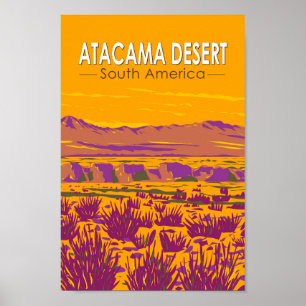 Póster Atacama Desert Sunset Suramérica Viaje Vintage
