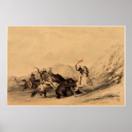 Póster Atacando al oso pardo, 1844 George Catlin
