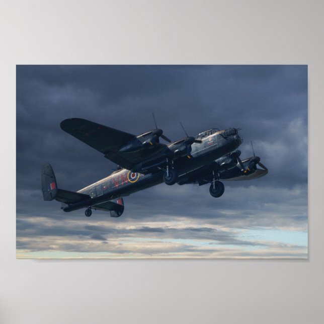 Póster Atacante de Avro Lancaster en el cielo (Frente)