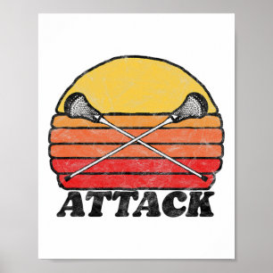 Póster Atacar a la vendimia X cruzada de lacrosse Sticks