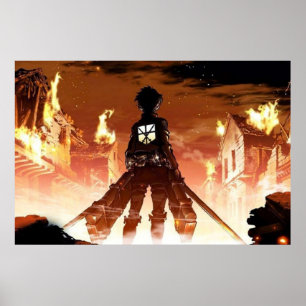 Póster Ataque a las marismas de anime de Titan