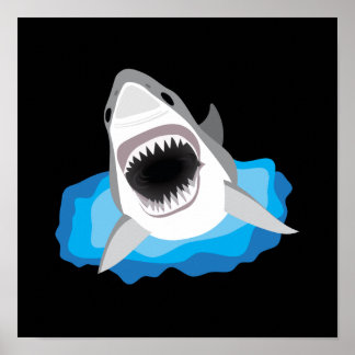 Póster Ataque a tiburones - Gran tiburón blanco