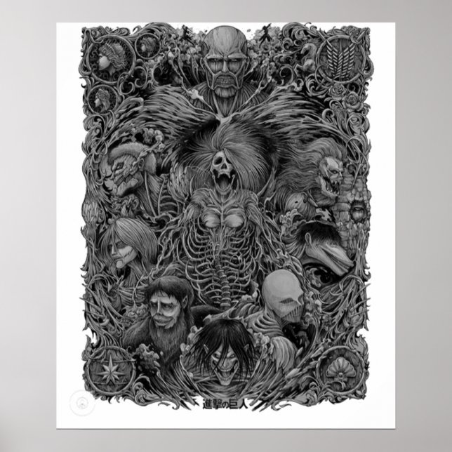 Póster Ataque Al Diseño De Titan Titans Anime (Frente)