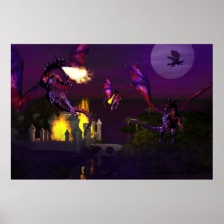 Póster Ataque de dragones por David y Michelle Wilder