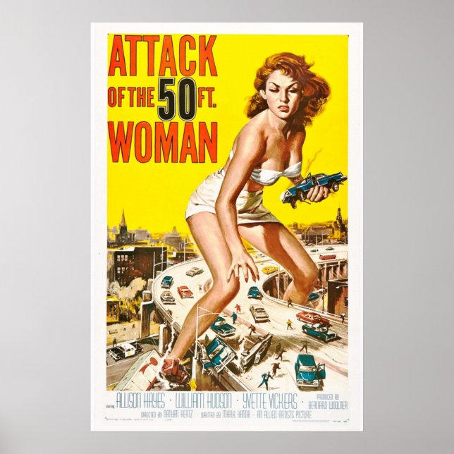 Póster Ataque de la película Art Retro de 1958 (Frente)