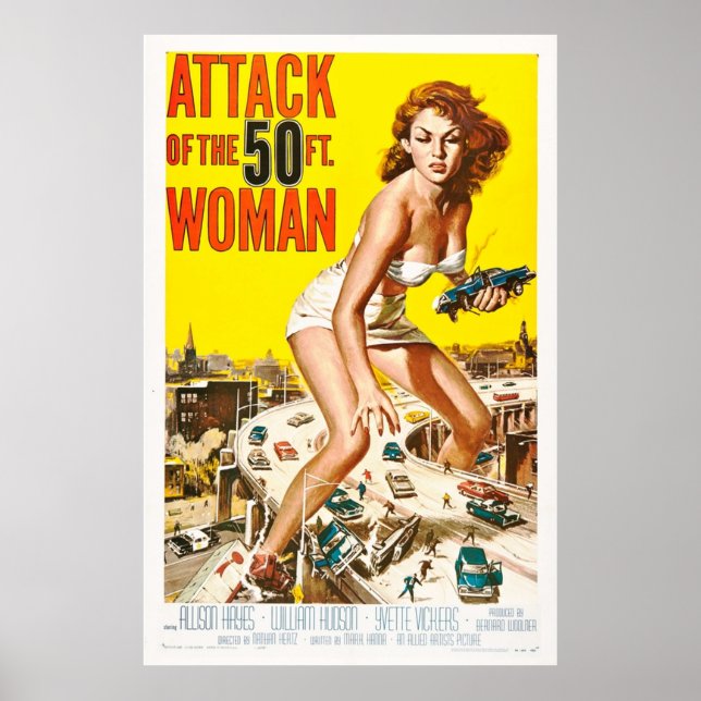 Póster Ataque de la película Art Retro de 1958 (Frente)