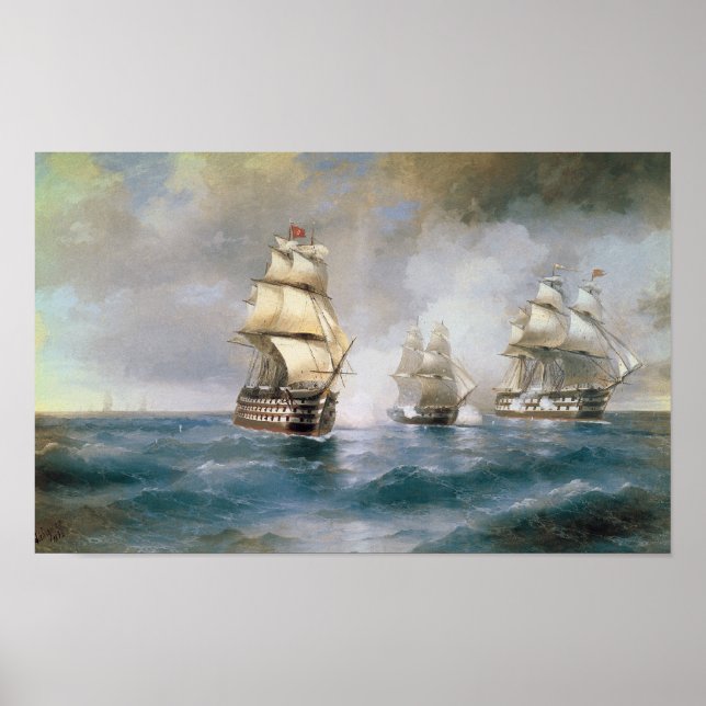 Póster Ataque de mercurio a dos barcos turcos (Frente)