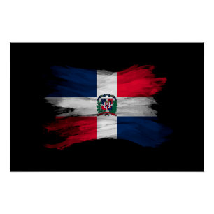 Póster Ataque de pincel de bandera de República Dominica