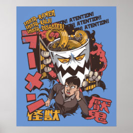 Póster Ataque de Ramen Kaiju Japonés
