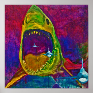 Póster ataque de tiburón