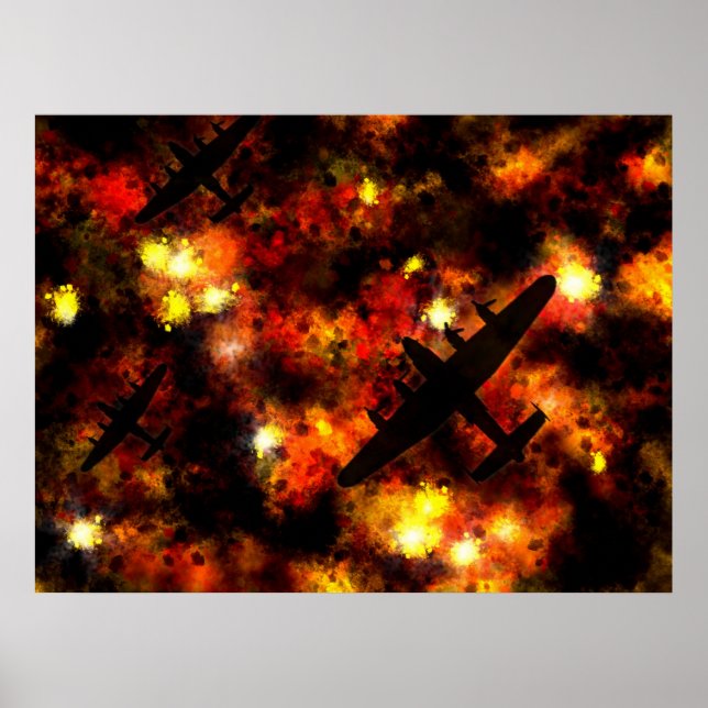 Póster Ataque nocturno de Lancaster Bomber (Frente)