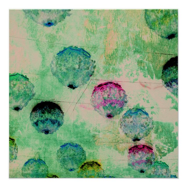 Póster Ataques de pincel redondo de arte digital, rústico (Anverso)