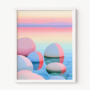 Póster Atardecer abstracto de reflejos Ombre Pastel