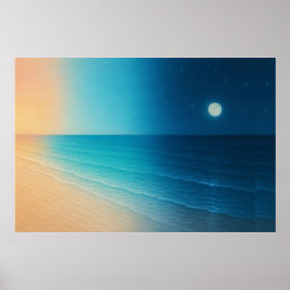 Póster Atardecer al Poster Moonlight Ocean