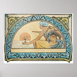 Póster Atardecer Art Nouveau vintage