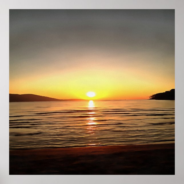 Póster Atardecer artístico otoñal en el Egeo (Frente)